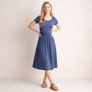 Quince Jersey Ruched Waist Dress Navy Size M